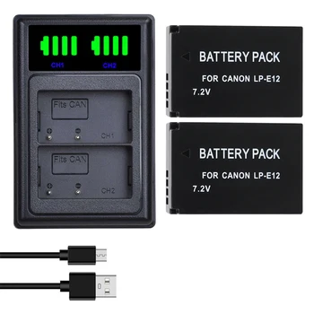 

4Pcs LP-E12 LP E12 LPE12 Camera Battery + LCD USB Dual Charger For Canon EOS M50, EOS M100,100D Kiss X7 Rebel SL1 Camera