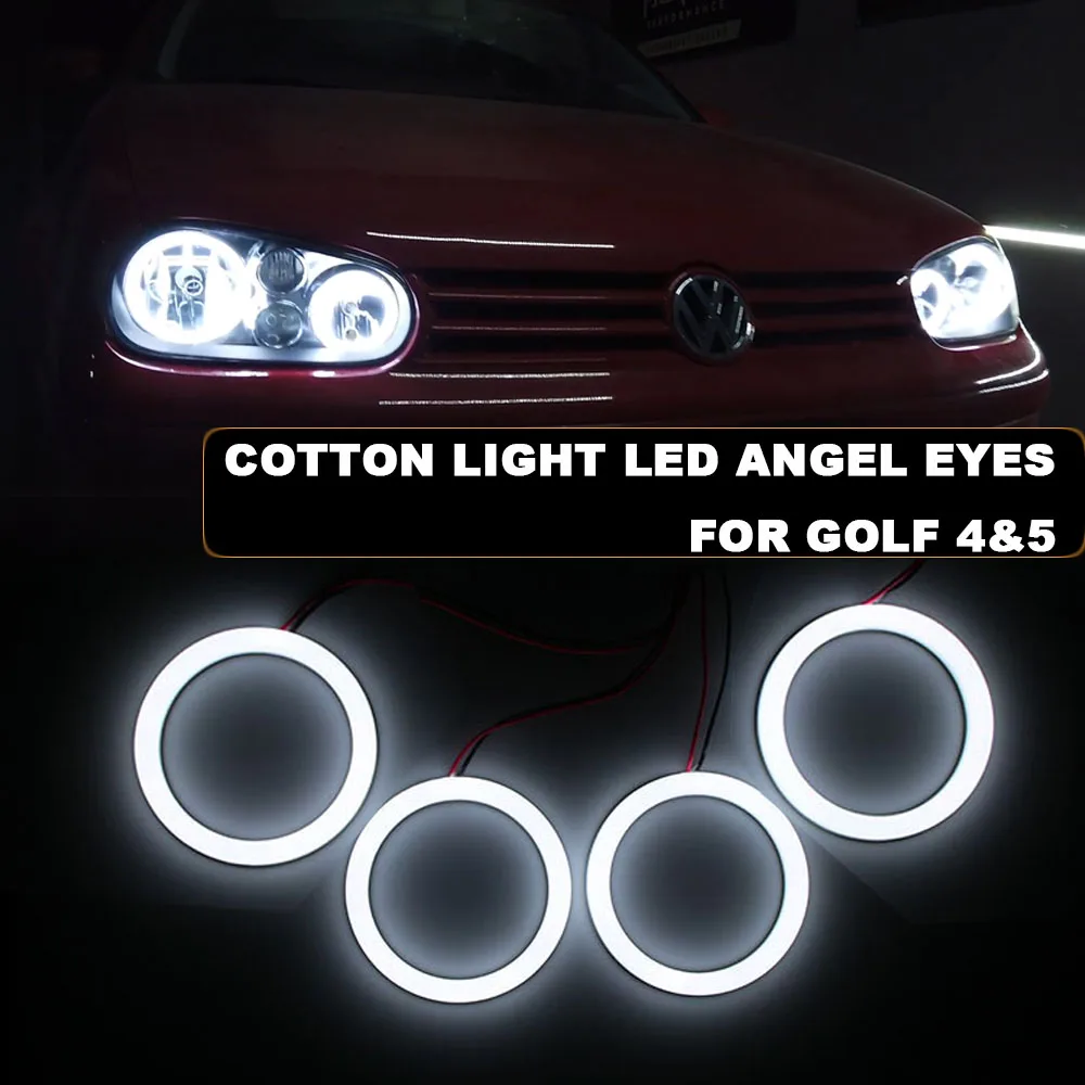 4Pcs Led Bianco Angel Eyes Cotton Light Per Golf 4 Golf 5 Auto Faro Halo Ring Drl Kit Da Corsa Super Luminoso