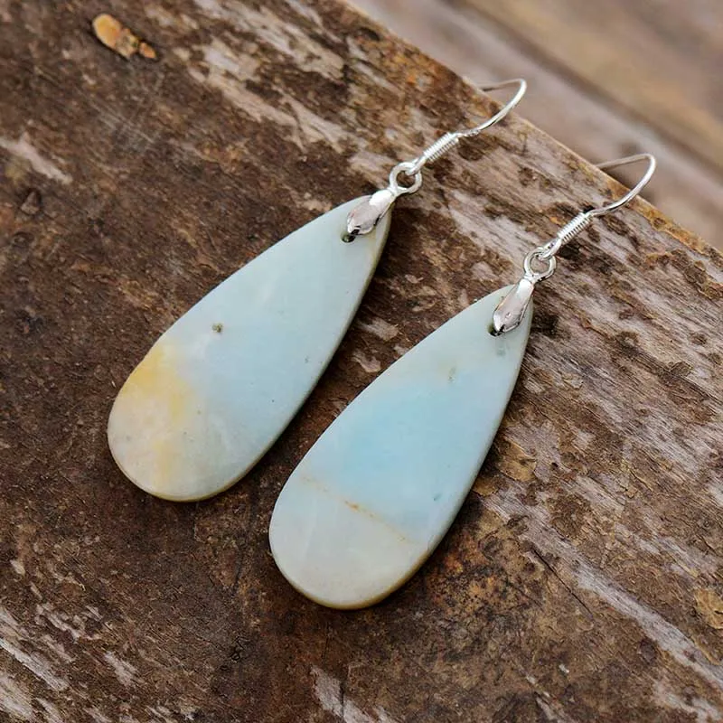 Women Drop Earrings Natural Teardrop Amazonite Dangle Earrings Designer Luxury Earrings Natural Stones Jewelry Dropshipping - Image 2