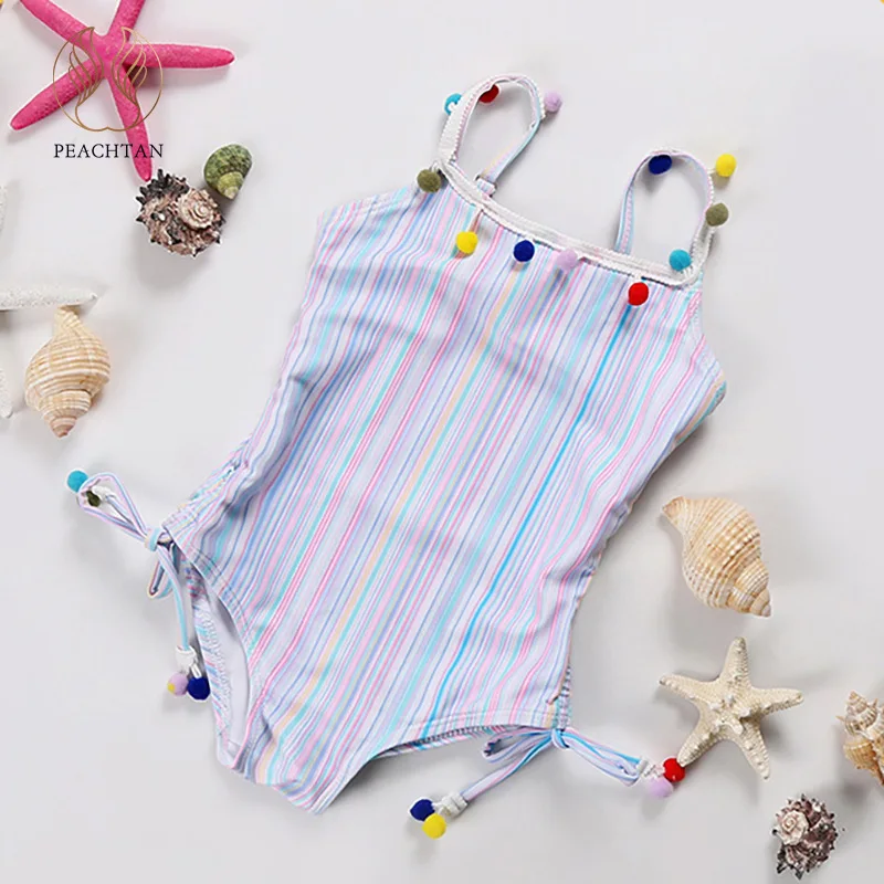 

Peachtan Cute one piece swimsuit for children 2020 Strip swimwear for girls Colorful beachwear for children Summer bathing suit
