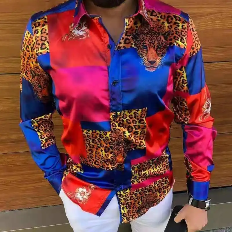 New printing Shirt Luxury Gold Yellow Leopard Clothing Men Loose Long Sleeve Chemise Tops Homme Social Men Club Prom Shirt M-3XL New printing Shirt Luxury Gold Yellow Leopard Clothing Men Loose Long Sleeve Chemise Tops Homme Social Men Club Prom Shirt M-3XL