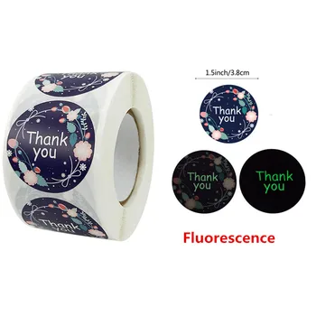

1.5Inch/38mm Unique Luminous Flower Thank You Stickers Gifts Baking Handmade Crafts Decor Fluorescence Glowing Sealing Labels