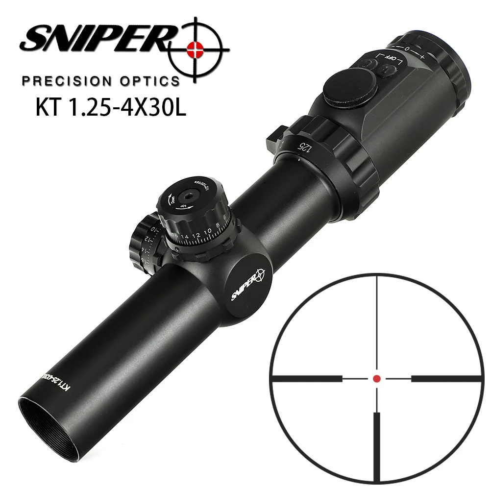 

SNIPER KT 1.25-4X30L 35mm Tube Hunting Riflescopes Compact R12 Glass Etched Reticle llluminate Turrets Lock Reset Tactical Sight
