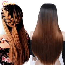 MEIFAN длинные прямые черные Омбре фиолетовый зеленый розовый парики для черных женщин высокая температура волокна Синтетический Косплей парик