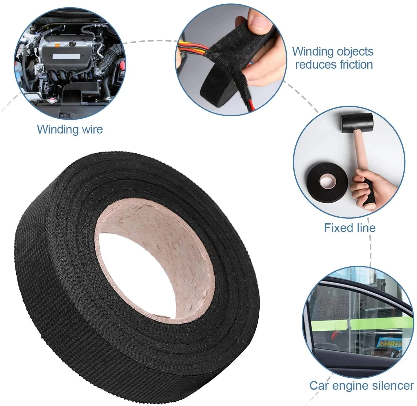 15 Meter Heat-resistant Flame Retardant Tape Coroplast Adhesive Cloth Tape For Car Cable Harness Wiring Loom Protection Tape