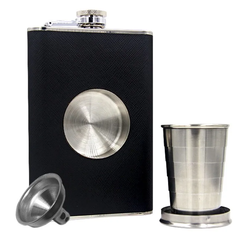 

1 Set 8oz Outdoor Portable Travel Wine Bottle Pot Flagon Kettle Stainless Steel Whiskey Flask Hip Flask With Funnel