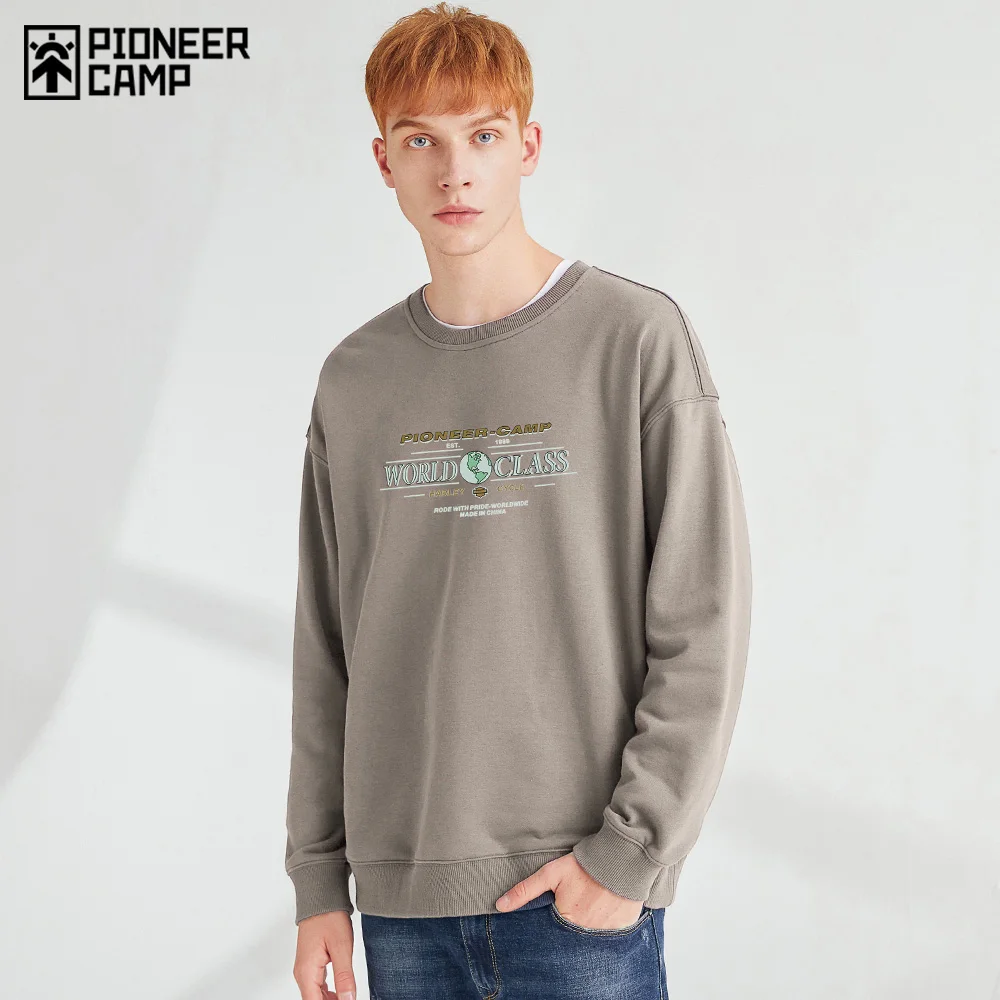 Свитшот Pioneer Camp мужской Удобная Повседневная Толстовка темно-серый с принтом