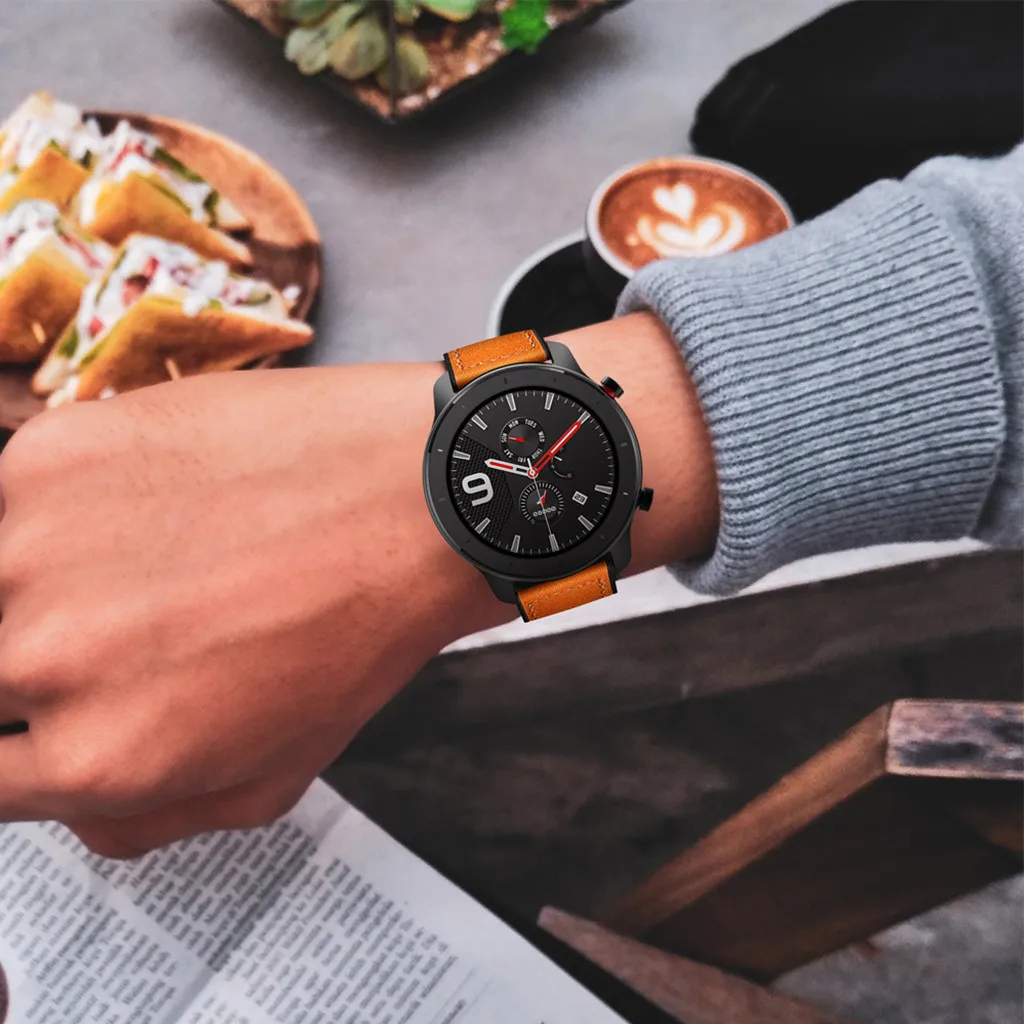 Для AMAZFIT GTR Смарт-часы 47 мм Бизнес молодой Премиум кожаный ремешок прочный ремешок на запястье подарок для женщин и мужчин аксессуары