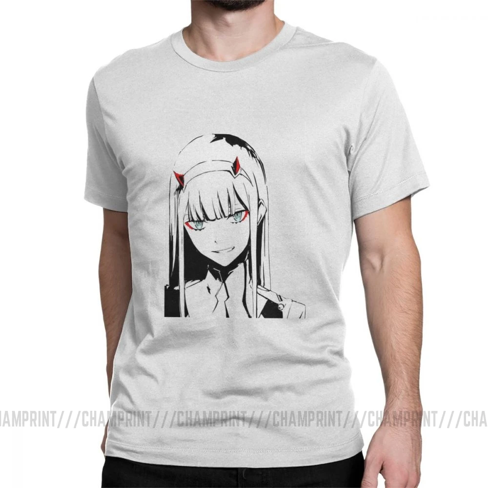 Zero Two Darling In The Franxx White Аниме Манга Футболка мужская большого размера топы хипстерские футболки с круглым вырезом очищенная хлопковая футболка - Цвет: Белый