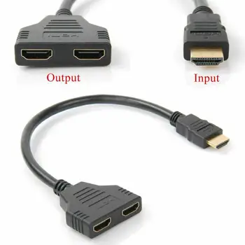 

HDMI Splitter 1 Input Male To 2 Output Female Port Cable Adapter Converter 1080P For Games Videos Multimedia Devices Dropship