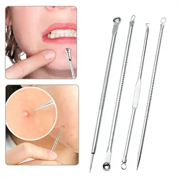 

4pcs Acne Removal Needles Antibacterial Acne Needle Stainless Steel Needles Coeater And Pimples Remover Comforter Tool Skin Care