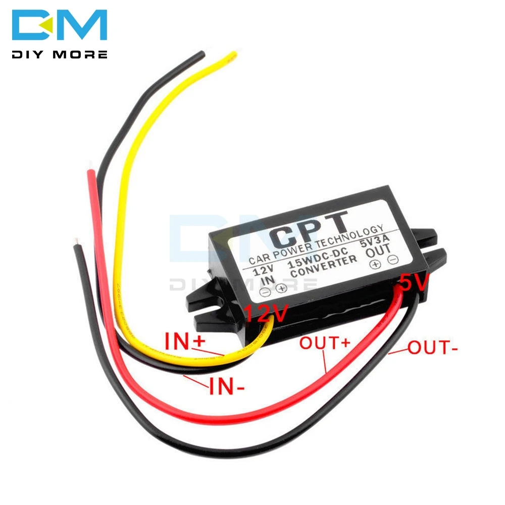DC-DC 12 В до 5 В 3 А 15 Вт понижающий преобразователь питания модуль адаптер провод короткого замыкания защита от перегрузки по току напряжения Нет USB