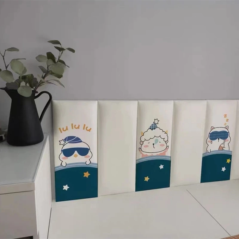 Cartoon Animal Headboards Soft Pack Kids Anti Collision 3D Wallsticker Tatami Self Adhesive Cabecero Teen Room Decor Tete De Lit