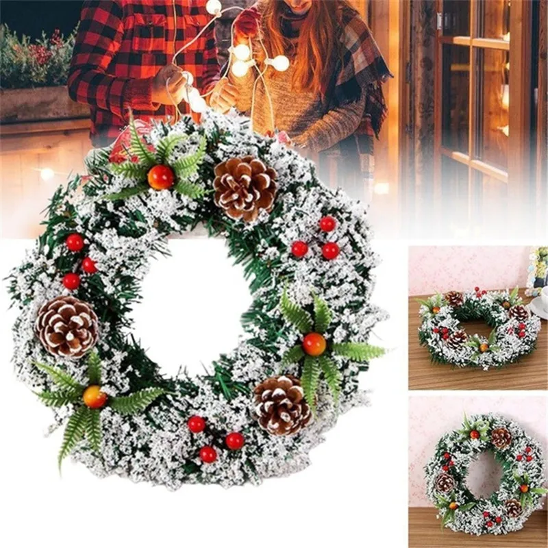 

2020 Christmas Decor for Home Rattan Festive Party Rattan DIY Simulation Wreath Christmas Decor Garland XMAS Party Drop Ornament