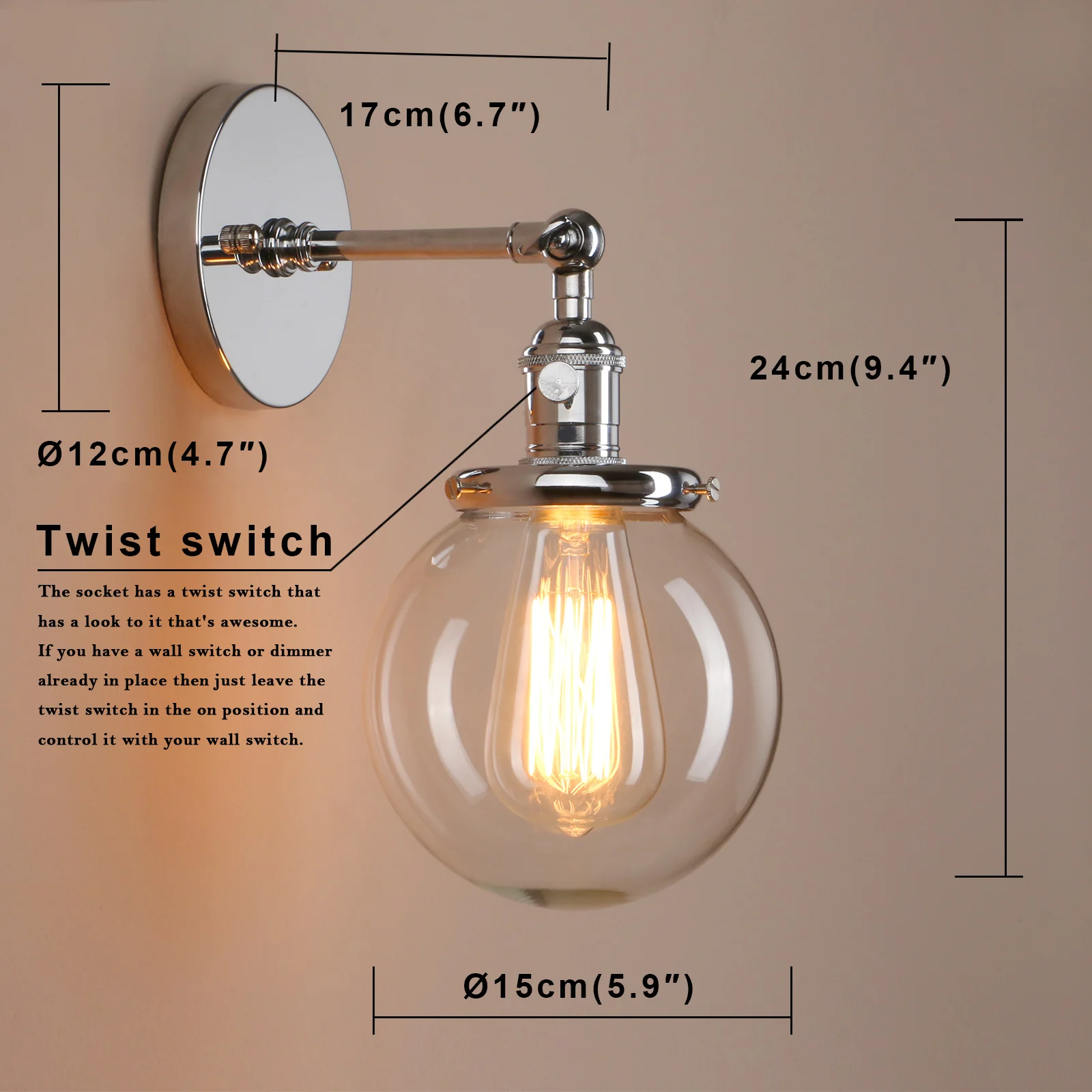 Parede de Vidro Lâmpada de Parede Lâmpada de Cabeceira Escada do Sotão Permo 5.9 vintage da Moderna Arandela Luzes Luminárias Luminária Luzes Espelho da 2 retro vintage wall lamp