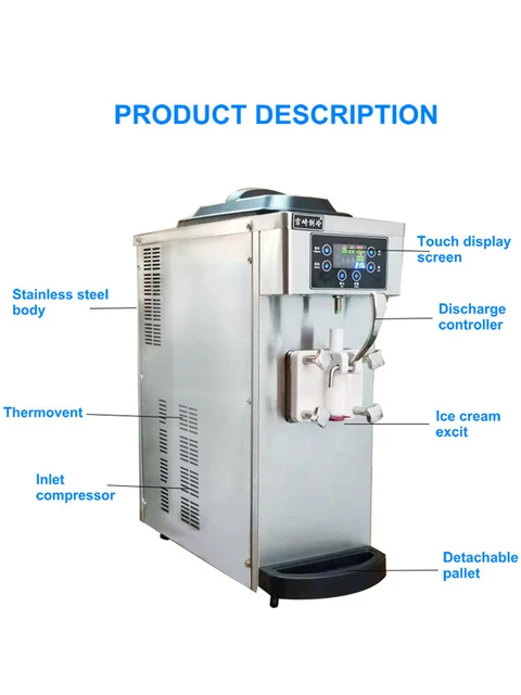 BENTISM Commercial Ice Cream Maker Soft Ice Cream Machine Single