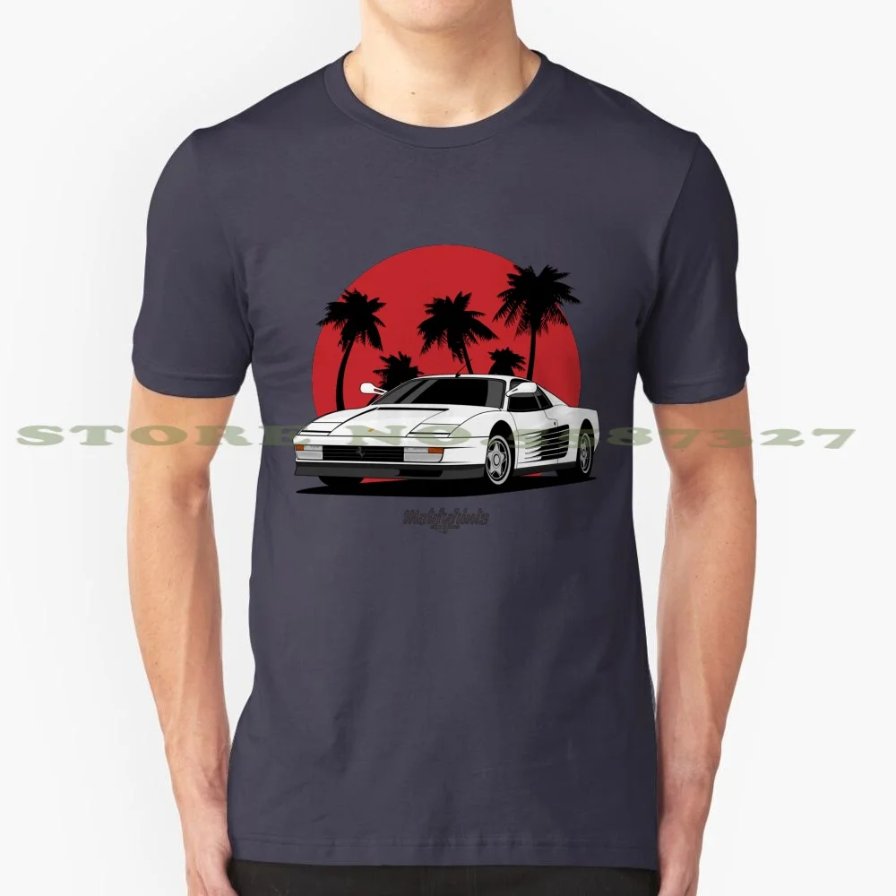 Miami Vice (Bianco) Cool Design Trendy T-Shirt Tee Testarossa Pininfarina Vice City Vice City Retrowave Gt Shelby Livy Le