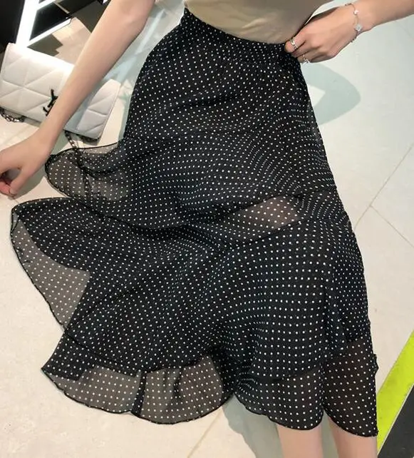 style 6 2 слоя гофрированные шифоновые юбки женские с высокой талией Элегантные XL Плюс Размер Jupe Longue уличная принт повседневные осенние юбки - Цвет: style 6