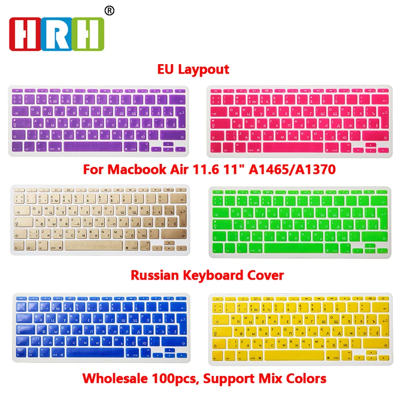 

HRH 100pcs/Lot EU UK Russian Letter Alphabet Soft Silicone Keyboard Protector Flim Cover Skin For MacBook Air 11.6 Inch 11"