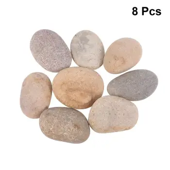 

8PCS Children's Drawing Painted Rocks Stones Cartoon Creative Stones Hand-painted DIY Polishing Pebbles - 3-5cm (Mixed Color)