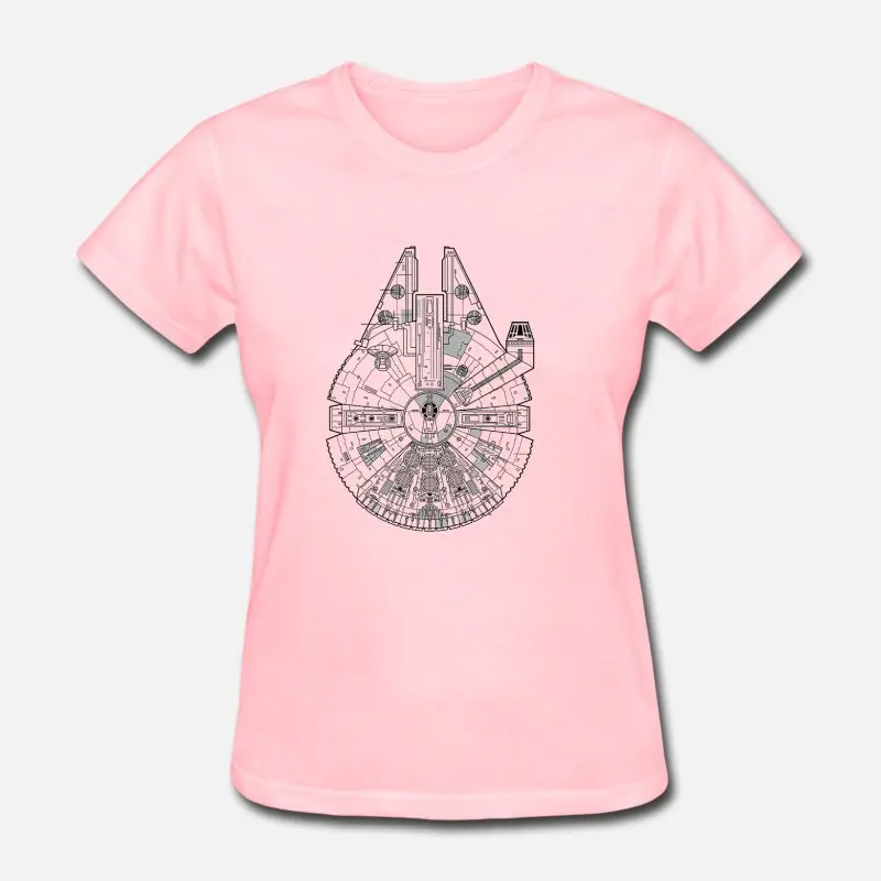 Create Millenium Falcon увеличенная Мужская футболка с вырезом лодочкой облегающая Мужская футболка большого размера 3xl 4xl 5xl женский топ в стиле хип-хоп - Цвет: Women-Pink