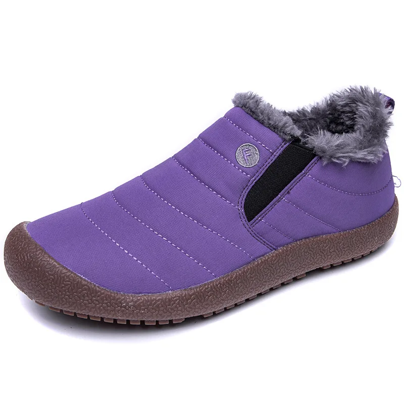 purple Новинка года; мужские зимние ботинки; теплая Модная Повседневная обувь на меху; удобная обувь - Цвет: purple