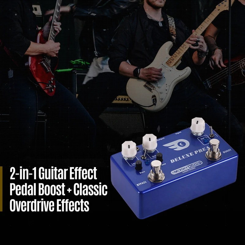 Mosky Deluxe предусилитель для гитары педаль эффектов 2 в 1 Boost Classic Overdrive Effects металлический корпус с настоящими байпасными гитарными аксессуарами