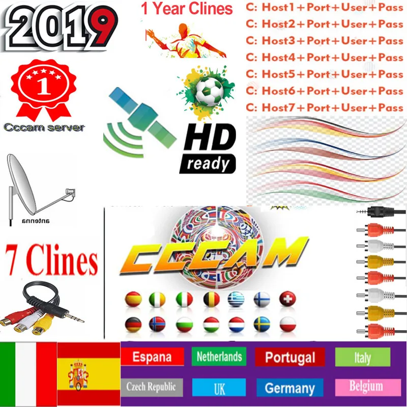 Быстрая и стабильная CCcams Европа Испания Cline Card Mgcam Cline для VU+ Samsat Starsat спутниковый ТВ приемник через usb wifi