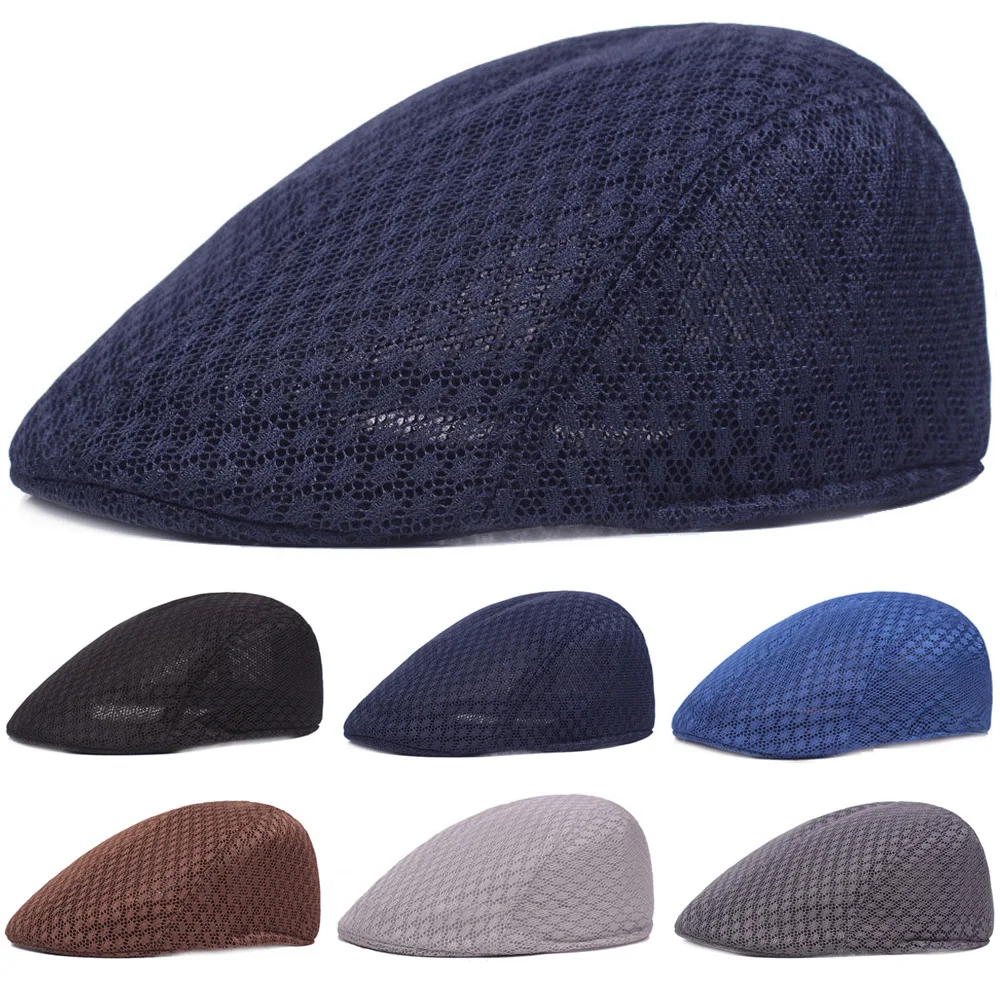 Классический береты шапки сплошной цвет сетка дышащая шляпа газетчик кепки для гольфа для мужчин и женщин