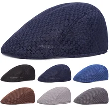 Классический береты шапки сплошной цвет сетка дышащая шляпа газетчик кепки для гольфа для мужчин и женщин