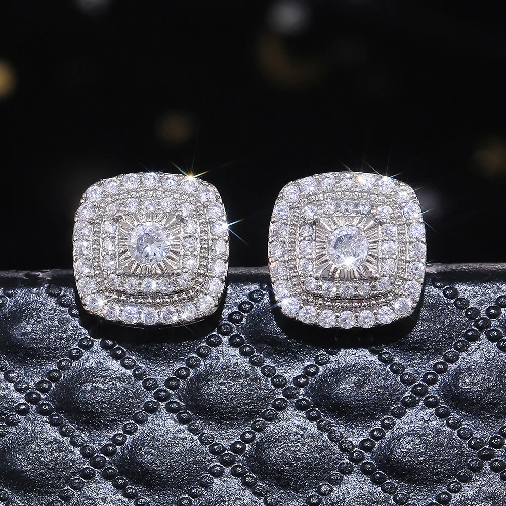 Изысканные 925 серебро Earrring Micro Pave AAAAA Cz Кольцо для помолвки свадьбы серьги со
