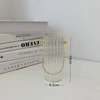European Vertical Pattern Glass Hydroponic Vase with Metal Handle Simple Home Desktop Decoration Vase Desk Storage Bucket 5