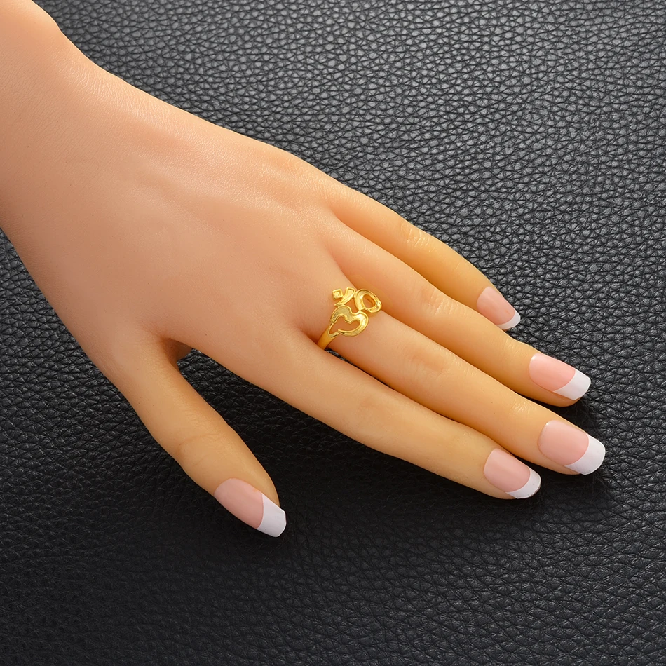 Anniyo Yoga Symbols Ring Women Girls Gold Color Resizabl om Rings African Jewelry Wedding Accessories #072504 4