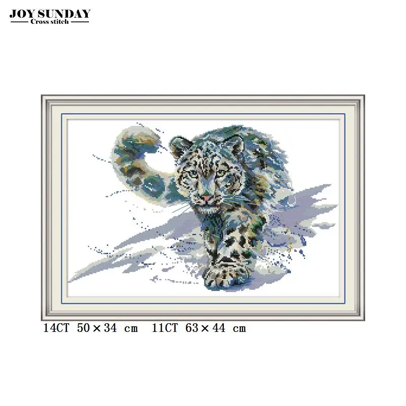 Снежный леопард, животное, картины, напечатанные на холсте 14CT 11CT DMC, наборы для вышивки крестом, Набор для вышивания, Рукоделие, сделай сам, домашний декор - Цвет: Cross stitch-DA213