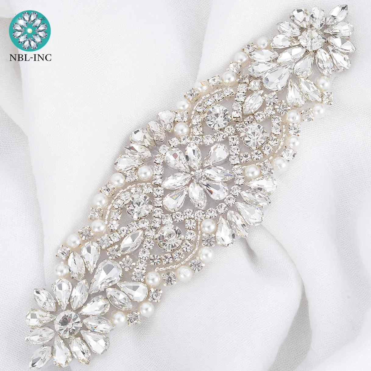 (1PC) Silver rose gold crystal bridal applique belt wedding gold iron on sew on for wedding dress accessories WDD0357