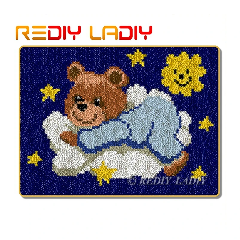 Latch Hook Kit Make Your Own Rug Blue 