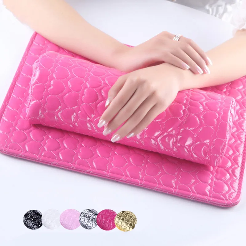 Professional Hand Cushion Holder Soft PU Leather Sponge Arm Rest Love Heart Design Nail Pillow Manicure Art Beauty Mat Tool | Красота и