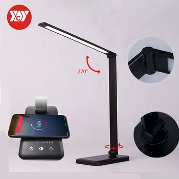 

5Mode Dimmable Touch Timer LED Table Desk Lamp QI Wireless Charging Eye Protection Multi-Function Reading Light For Phone charge