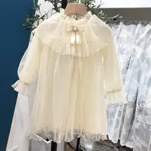 Новое платье принцессы для девочек, модные весенние Хлопковые Платья с вуалью для девочек, 3-8 лет, C610