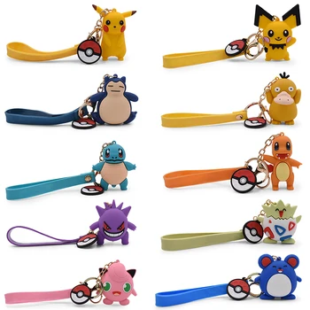 

6CM 10Style Keychain Pikachu Snorlax Togepi Charmander Jigglypuff Psyduck Squirtle Marill Doll Cute Key Chain Bag PVC Figure