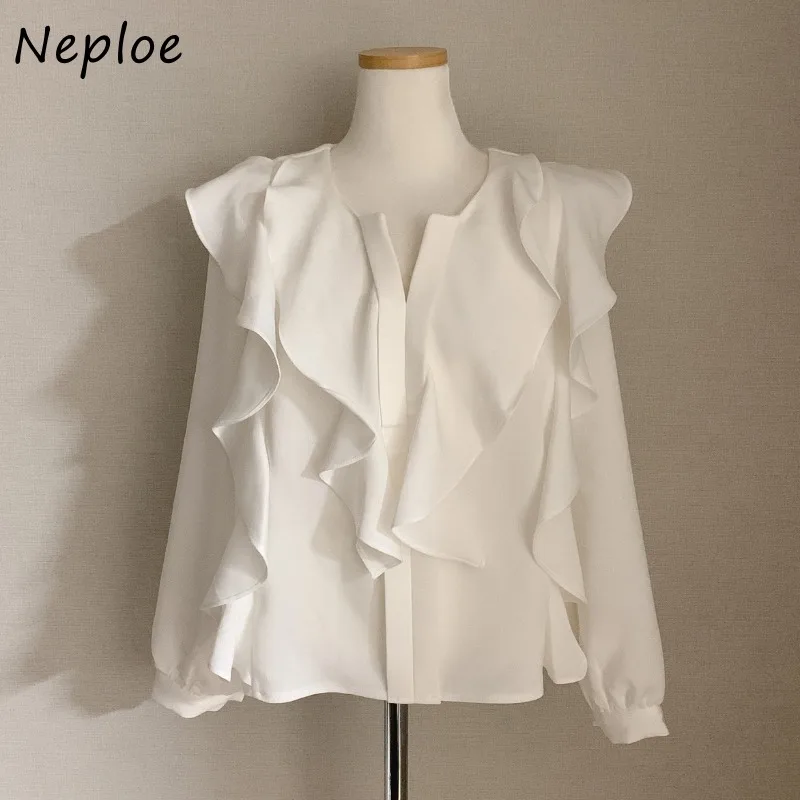 Tanio Neploe 2022 jesień jednolity kolor eleganckie kobiety bluzka nowy sklep