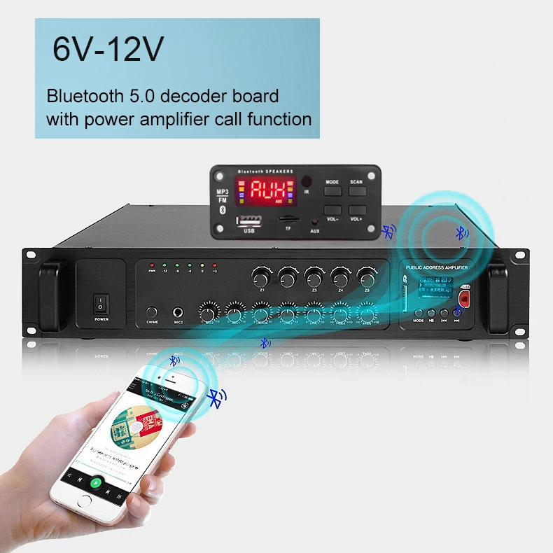 50W Amplifier DC 6V-12V MP3 Player Decoder Board Bluetooth 5.0 Car FM Radio Module Support TF USB AUX 3.5 WMA Player Decoder