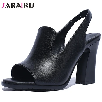 

SARAIRIS Open Toe Back Strap Block Heels Sandals Women Brand Casual Sandals Ladies Summer Shoes