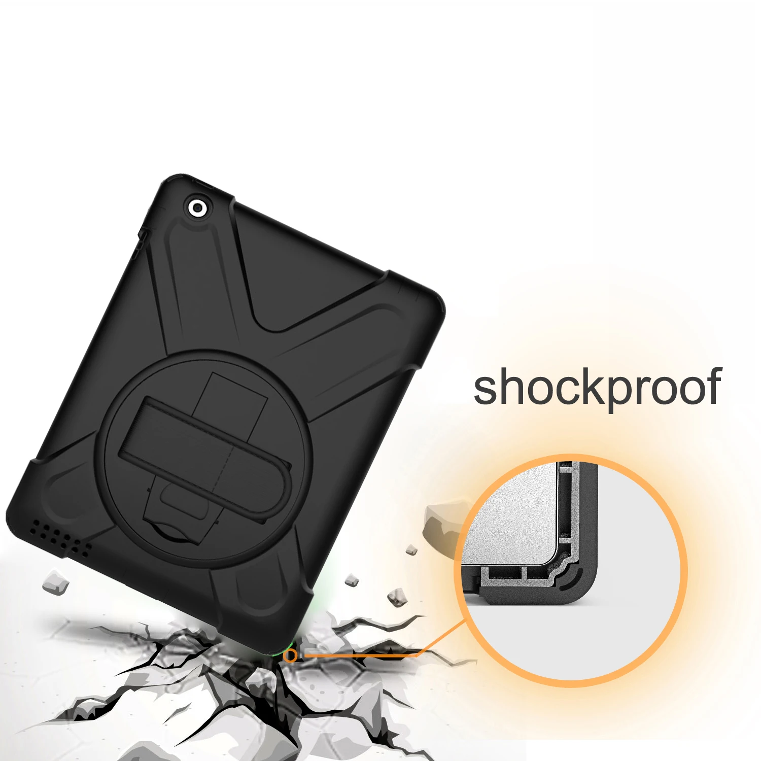 Чехол для ipad 2, 3, 4 ipad 3 ipad 4 Tablet Cover дети Безопасный ударопрочный сверхмощный ПК 360 Поворотная Выдвижная подставка W/запястье+ плечевой ремень