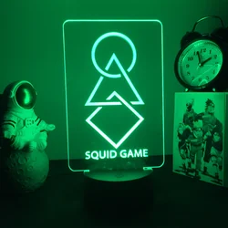 Figura de jogo squid quadrado administrador usar roupas vermelhas figura luzes da noite para decoração de casa gigt para amigo juego del calamar