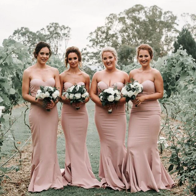 Spandx Mermaid Bridesmaid Dresses Sweetheart Neck Backless Floor