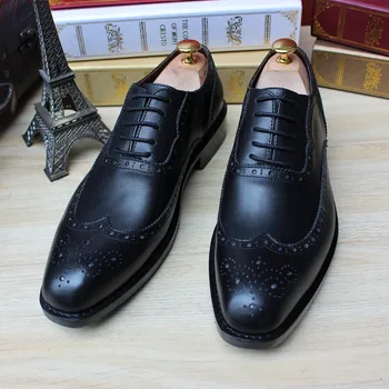 

Goodyear Custom-made Shoes Carved Cowhide Low Top Cowhide Calfskin Sole Custom Cow Leather Business Handmade Genuine Leather