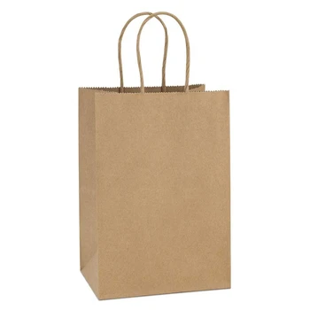 

20Pcs 5.9 x 3.15 x 8 Inches Kraft Paper Bags Small Paper Gift Bags with Handles Bulk Party Bags Paper Shopping Bags Kraft Bags