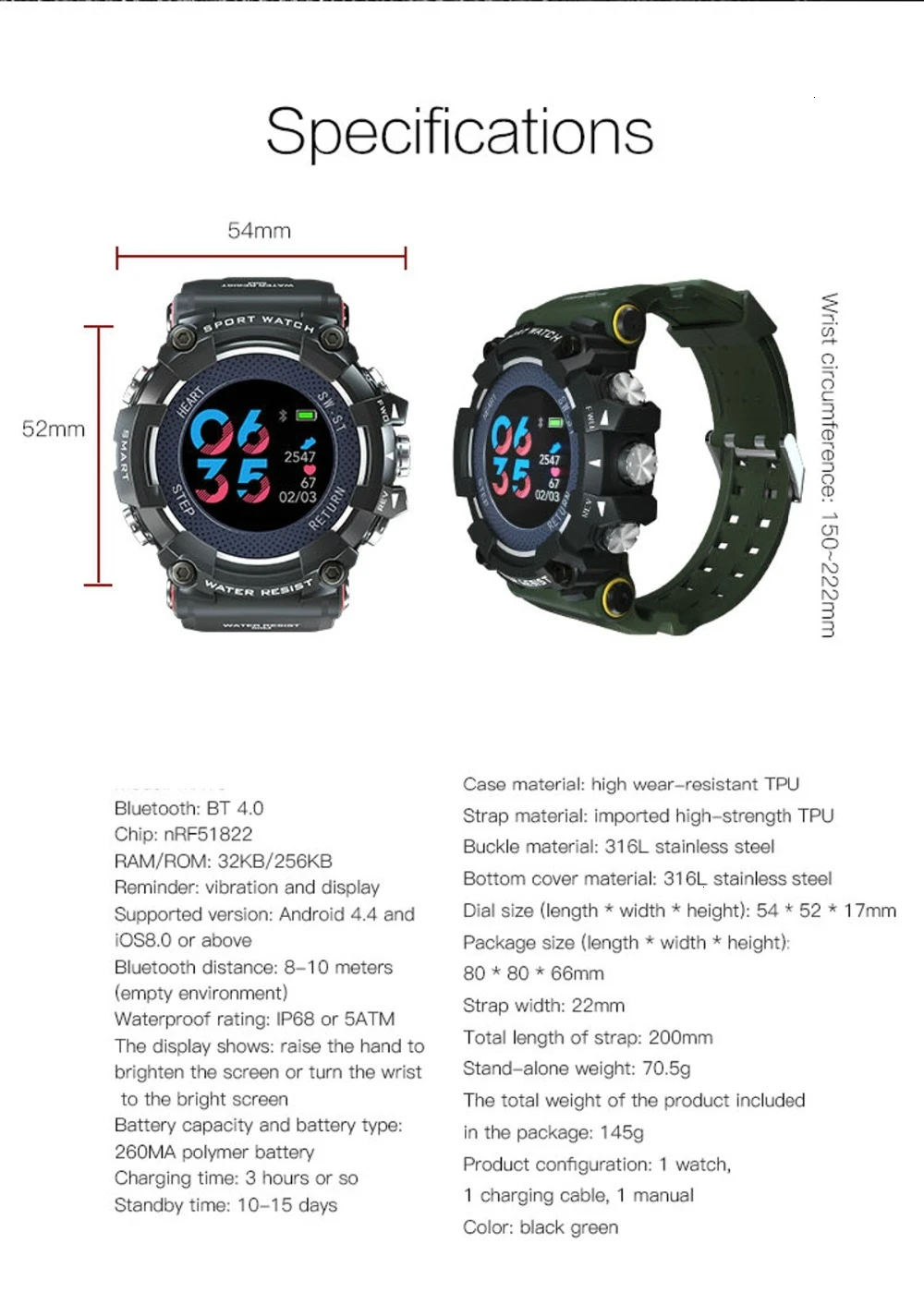 COXRY, цветной экран, смарт-часы, спортивные, Ip68, водонепроницаемые, цифровые часы, для мужчин, пульсометр, часы, для бега, шагомер, умные часы