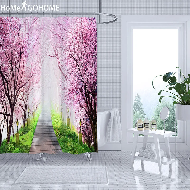 Peach Blossom Flowers Park Boho занавеска s Водонепроницаемая занавеска для душа s занавеска для ванной комнаты Mildewproof занавес для ванной натуральный пейзаж